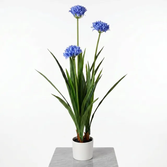 Cheqo Agapanthus Kunstplant - Afrikaanse Lelie - Kunstbloem - Kaapse Lelie - Liefdesbloem - Nep Plant - Kunstplanten voor Binnen - Decoratie voor Woonkamer en Slaapkamer - Blauw en Wit - Onderhoudsvrij - Namaakplant - Nepbloem