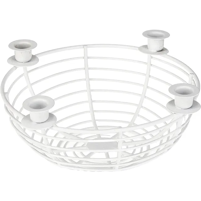 posiwio Kaarshouder in witte decoratieve metalen schaal Ø14cm H7cm
