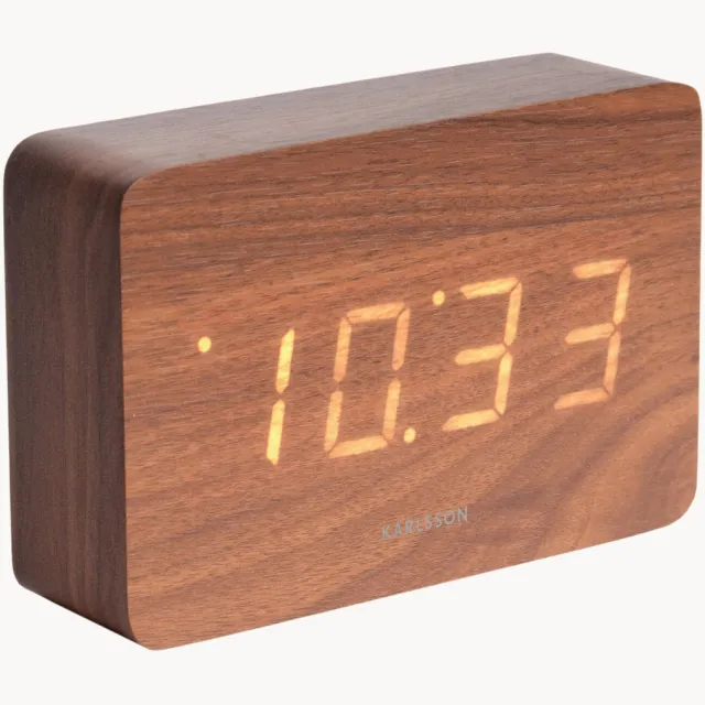 Karlsson Wekker Square - Donker Hout fineer - 15x4,8x10cm - Scandinavisch - Wekker voor slaapkamer - Wekkers bruin, foto 2