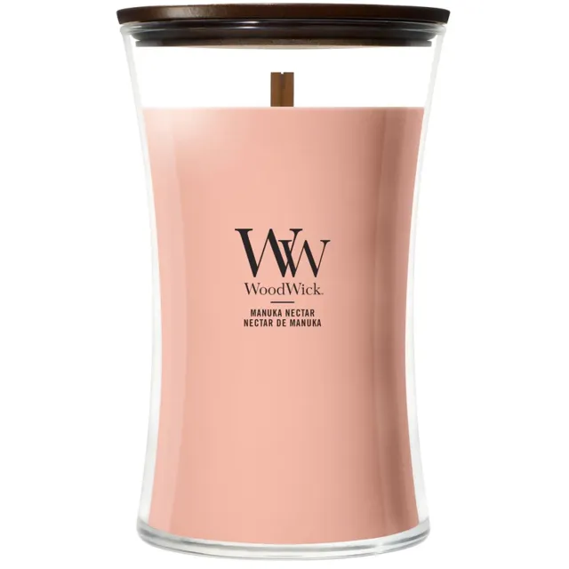 Woodwick Hourglass Large Geurkaars - Manuka Nectar - 130 branduren Oranje