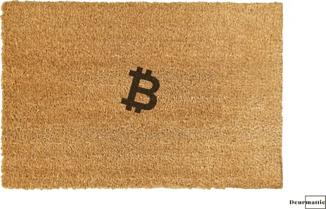 bitcoin Deurmat - Bitcoin - Deurmat kokos - Deurmat met logo - Droogloopmat - Deurmat binnen - Deurmat funny - Crypto - Bitcoin bruin