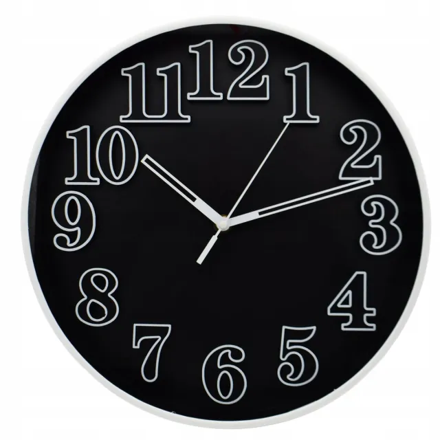 Tragar Wandklok 30 cm – Stille Analoge Klok met Quartz Uurwerk – Grote Cijfers – Modern zwart
