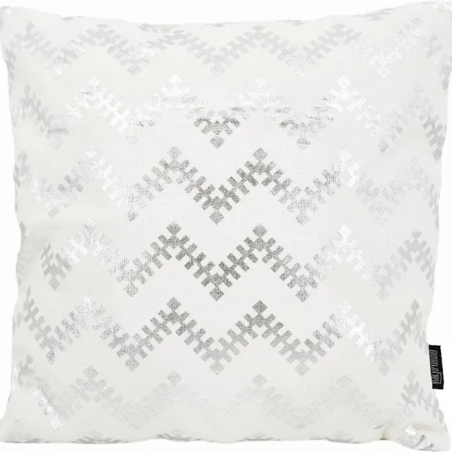 Gek op Kussens! Lulu Zilver / Wit Kussenhoes | Stevig Katoen / Metallic | 45 x 45 cm