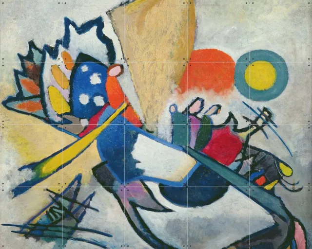 IXXI Improvisation 209, Kandinsky & Bridgeman Images - 100 x 80 cm - Grote wanddecoratie en posters - Klassiek, Kleurrijk, Abstract, Olieverf Blauw / Kleur