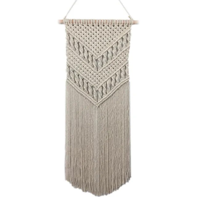 RedDyno Macramé Wandkleed – Wandtapijt – Muurdecoratie – 75x35 cm crème