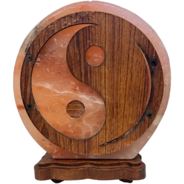 Ruben Robijn Zoutsteen lamp rond deco yin yang incl. elektra Oranje