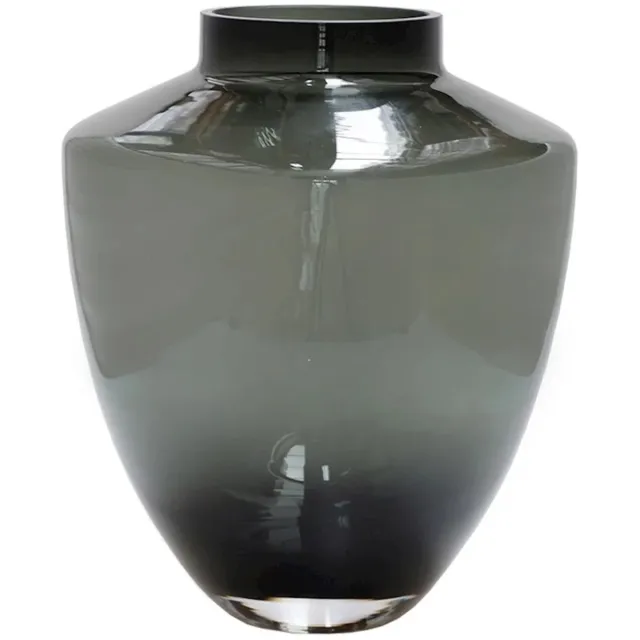 Vase The World Vaas Tugela Small | Grijs - Grey | Mondgeblazen Glas | Ø24,5 x H29 cm