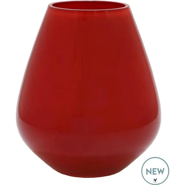 Vase The World Vaas Tasman Bright Red | Small | Mondgeblazen glas | Ø18 x H20 cm Rood