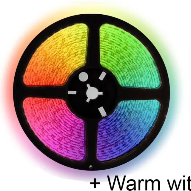 ABC-Led 5 meter RGBW (Warm wit) led strip - DUAL LED - 60Leds/m - 12V RGB en warm wit