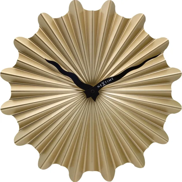 NeXtime Metalen wandklok - 40cm - Stille klok - Goud - NeXtime "Sunny"