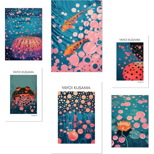 Nacnic Set van 6 A3/A4 Kunstprints - Japanse Pompoen Vis Decoratie