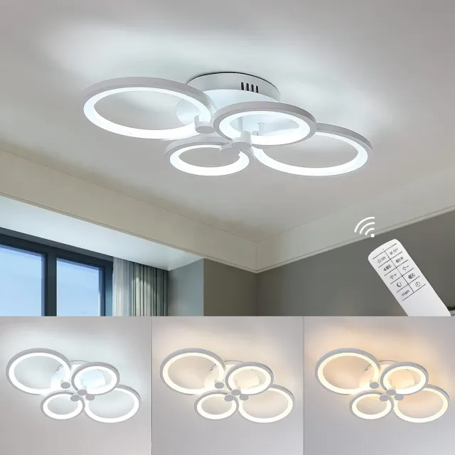 Riserva LED Plafondlamp met Afstandsbediening - 42W - 4715 lm - Traploos Dimbaar 3000K-6500K - Wit - Moderne Design Plafonnière voor Woonkamer, Slaapkamer, Keuken en Eetkamer