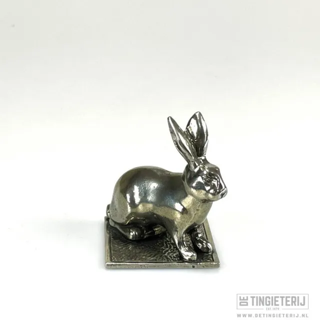 De tingieterij Konijn - Unieke dierenminiaturen - beeldje konijn - jachttrofee - Uniek en handgemaakt Zilver