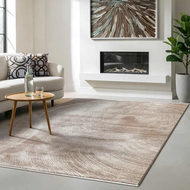 the carpet Nuvra Vloerkleed – Natuurlijk Boomring Design – Fluweelzacht & Onderhoudsvriendelijk – Beige – 120 x 160 cm beige natuur