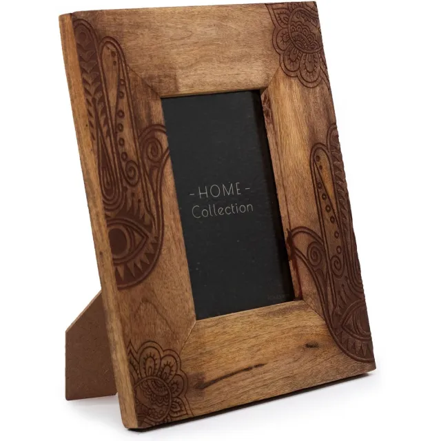 Ancient Wisdom Fotolijst - Zwarte fotolijst van mango hout voor 10x15 cm - decoratie - interieur - kunstwerk - herinneringen - afbeelding - foto