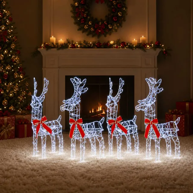 vidaXL Kerst Rendier 4 st 360 LED's Koel wit