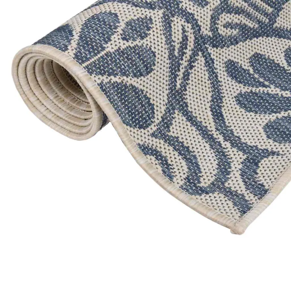 vidaXL Buitenkleed met patroon platgeweven 100x200 cm blauw, foto 3