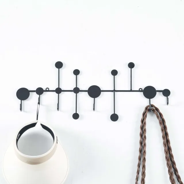 My Ninki ® Stijlvolle Metalen Wandkapstok met 6 Robuuste Haken voor Diverse Toepassingen in Huis zwart