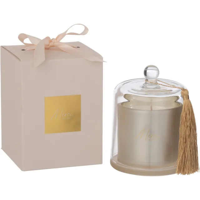 J-Line geurkaars Stolp Merci - Elderflower - glas - beige - large - 45U