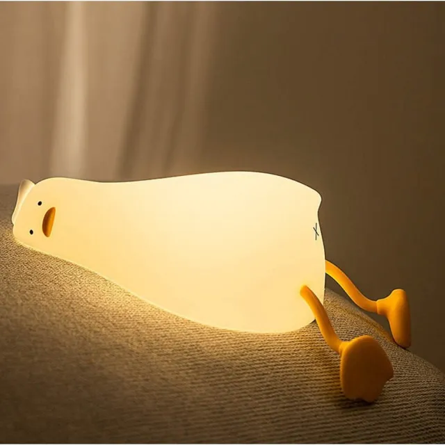 Rammelaartje Nachtlampje Lie In Peace Duck – met 3 lichtstanden & 30 minuten timer Wit - Geel