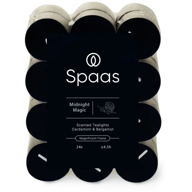 Spaas Geurtheelichten - Midnight Magic - Blokverpakking x24 - 4,5 uur brandtijd onbekend