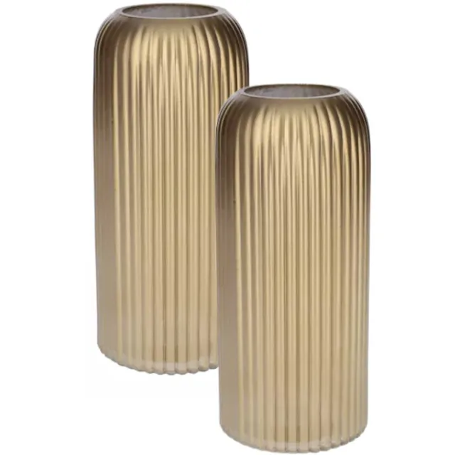 Bellatio Design Bloemenvaas - 2x - metallic goud - glas - D10 x H25 cm - vaas Goudkleurig