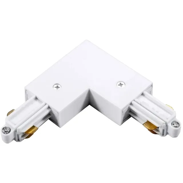 Fantasia TRACK 1-fase L-connector wit voor railsysteem, hoekverbinding met randaarde aan de binnenzijde
