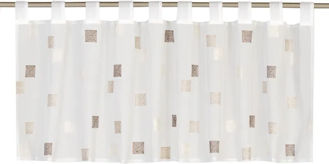Elbersdrucke Bistro Gordijn Quadro 48x140 cm wit-bruin transparant Braun