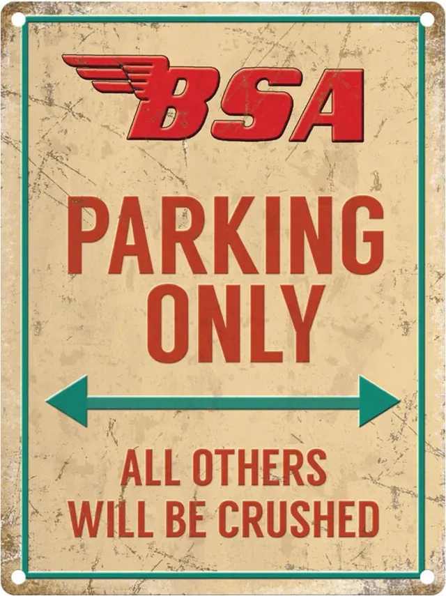The Original Metal Sign Company. BSA Parking Only. Metalen wandbord 30 x 40 cm meerkleurig