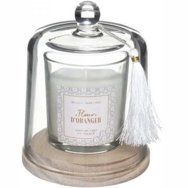 Atmosphera Créateur d'intérieur® Atmosphera Candle - Geurkaars - Geur Sinaasappel - Geur voor een positieve stemming - Met glazenhouder Beige lin