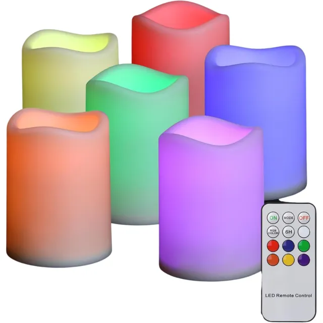 SNJY® LED Kaarsen met Bewegende Vlam - Waxinelichtjes Oplaadbaar - Theelichtjes - Nep Kaarsen - Afstandsbediening - 6 Stuks - Meerkleurig