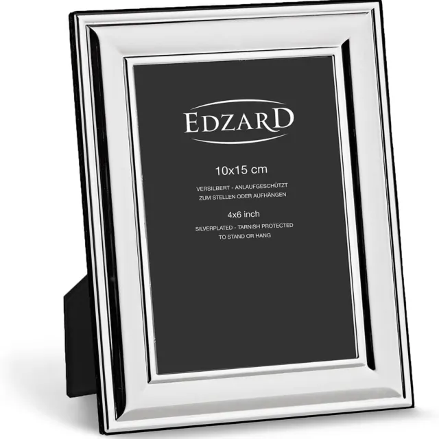 EDZARD Merkloos Fotolijst 10x15 cm - Zilverkleurig, Aflsuitend, Staand/Hangend