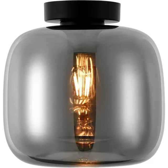Artdelight Plafondlamp Artdelight Preston - Ø 24 cm rook glas zwart