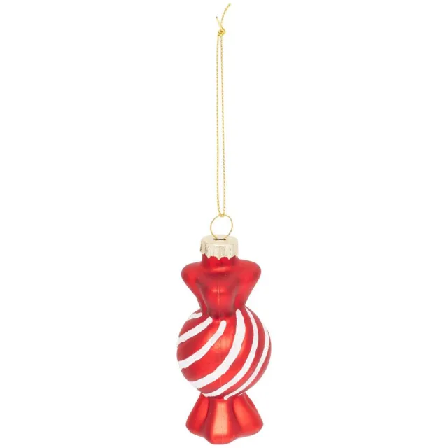 Feeric lights & Christmas Hangende kerstboomversiering van rood en wit glas, hoogte 9 cm Rouge
