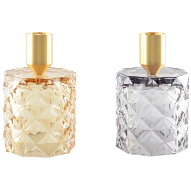 Aulica Set gele en paarse bubbel kandelaars - 6,5x6.5x11cm - Set 2 stuks Goud - Geel - Paars