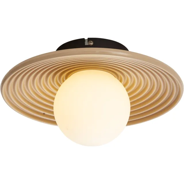 QAZQA retro plafondlamp, plafonniere - Lila - beige, rond, 28.5cm, ideaal als hal, slaapkamer en woonkamer lamp