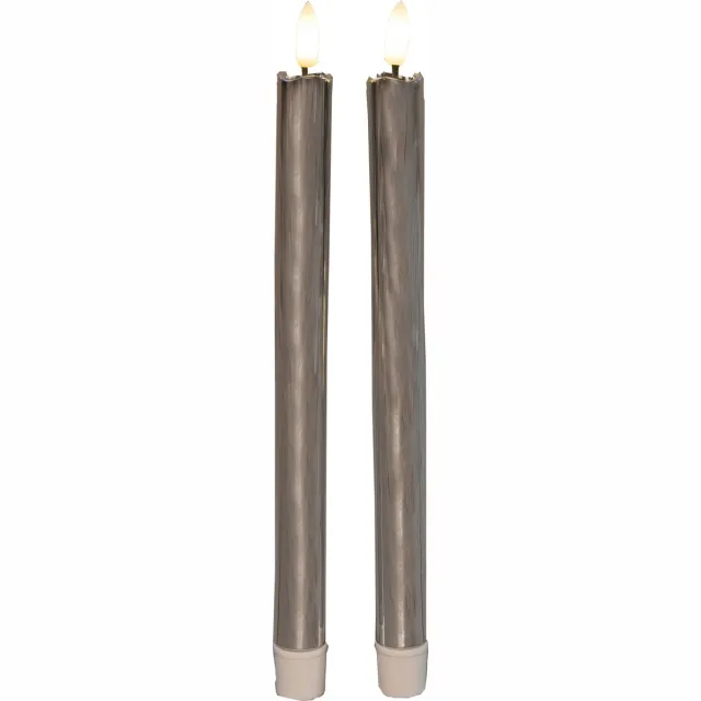 Anna's Collection LED dinerkaarsen - 2x st - zilver glimmend - 25 cm - met timer - 3D vlam