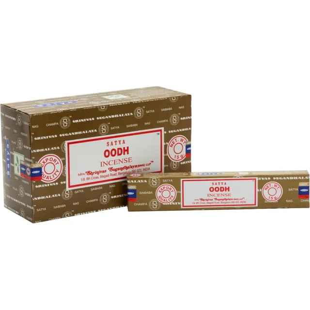 Satya Oodh Wierookstokjes - doos met 12 pakjes van 15 gram