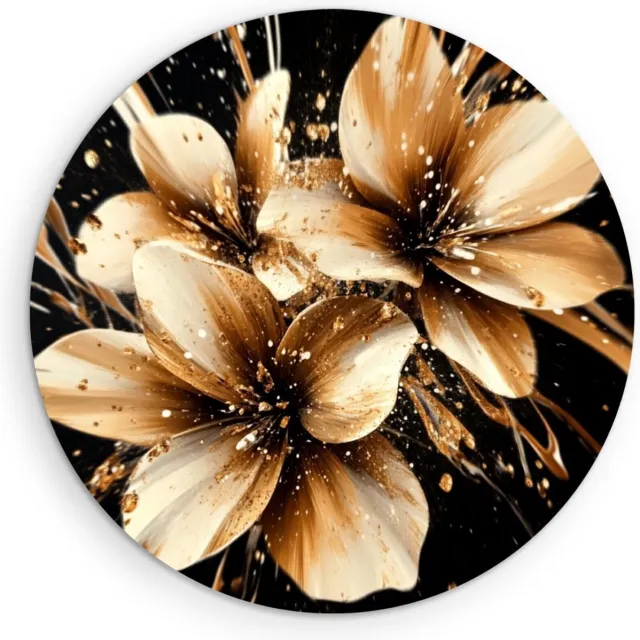 Saammp Forex Muurcirkel - Vintage - beige bloemen - Natuur - Abstract - Ø 90 - Wandcirkel - Wanddecoratie Cirkel - Muurdecoratie Woonkamer - Woonkamer Decoratie