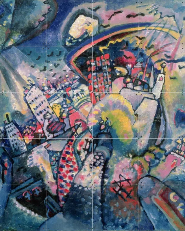 IXXI Moscow I, Kandinsky & Bridgeman Images - 80 x 100 cm - Grote wanddecoratie en posters - Klassiek, Kleurrijk, Olieverf, Abstract, Woonkamer Blauw