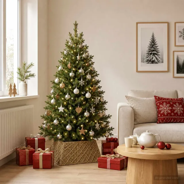 vidaXL Kerstboomkraag Vierkant Naturel 50 x 50 x 25 cm Zeegras
