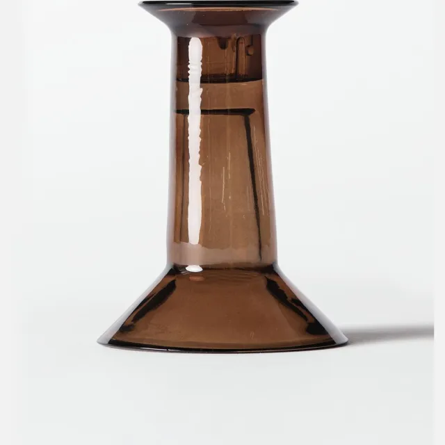 HEMA Kandelaar ⌀7.8x12.4cm Zwier glas bruin (bruin)