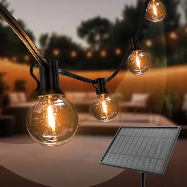 LEDVION Solar Lichtsnoer Buiten 27M - 50 LED Lampen - IP54 Waterdicht - 2200K - Warm Wit - Tuinverlichting Sfeerverlichting