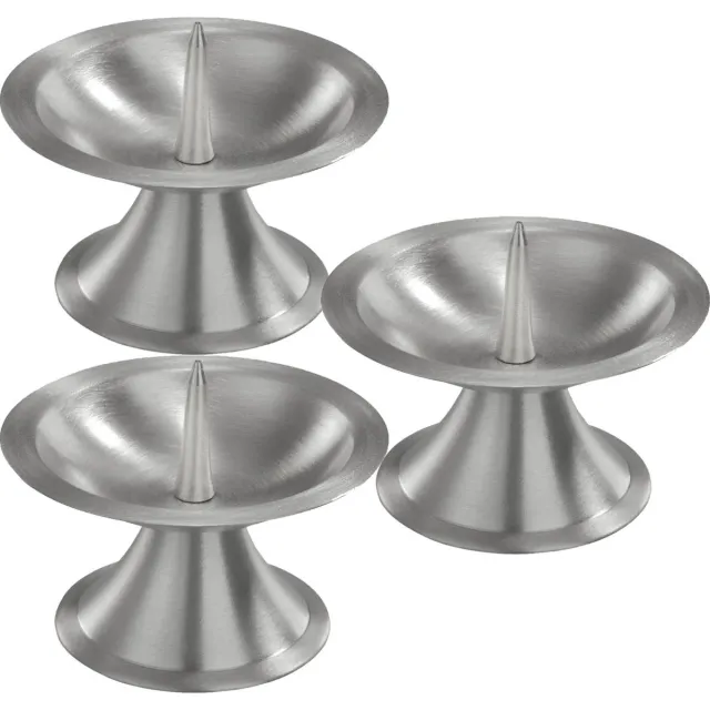 Trend Candles Luxe kaarsenhouder voor stompkaarsen - 3x - zilver - metaal - voor kaarsen van 5-6 cm