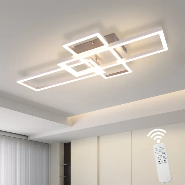 NETTLIFE LED Plafondlamp - 36W - Moderne Zilveren Metalen Lamp - Met Afstandsbediening - Dimmbaar - Met Geheugenfunctie - Voor Woonkamer Slaapkamer Kantoor Keuken