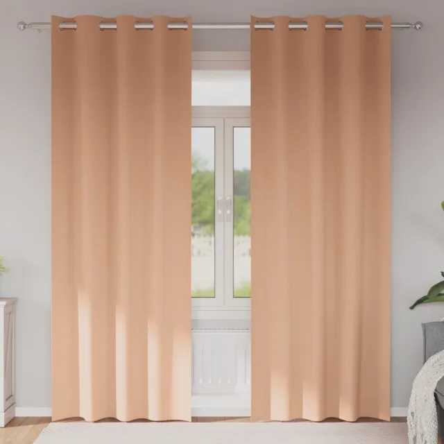 vidaXL Zwart-out Gordijnen met Ringen 2 st Licht Bruin 225 x 140 cm