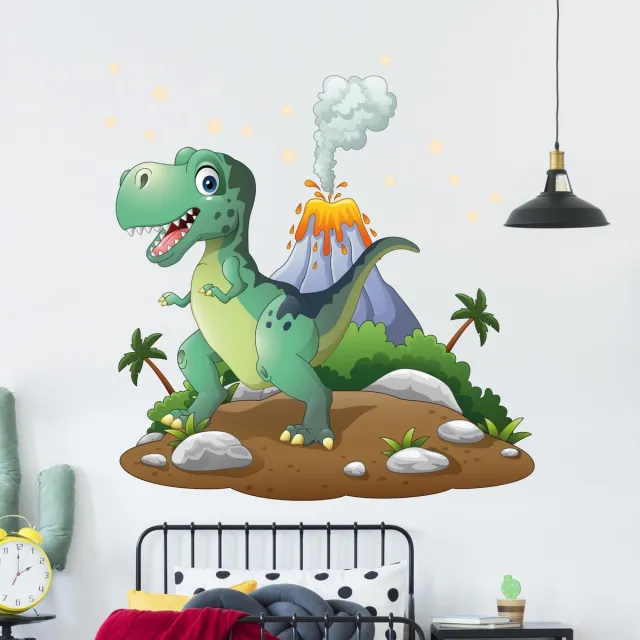 Ambiance Sticker Muurstickers - Tyrannosaurus Rex op een eiland - Zelfklevende stickers - 120x180cm Multi color