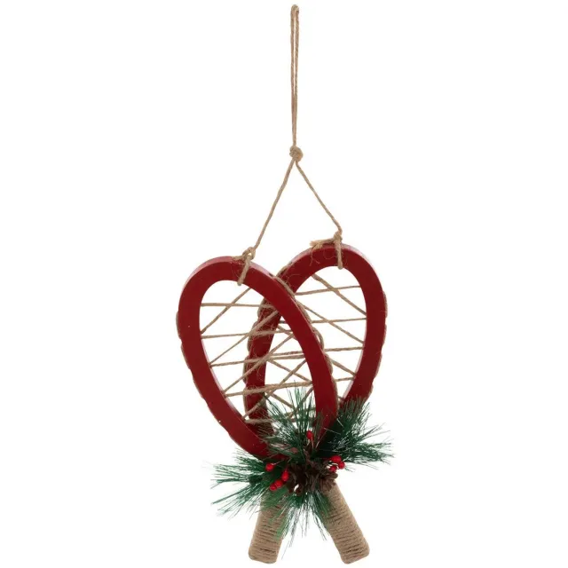Feeric lights & Christmas Kerstmotief: rode houten sneeuwschoenen, 18 cm Rouge