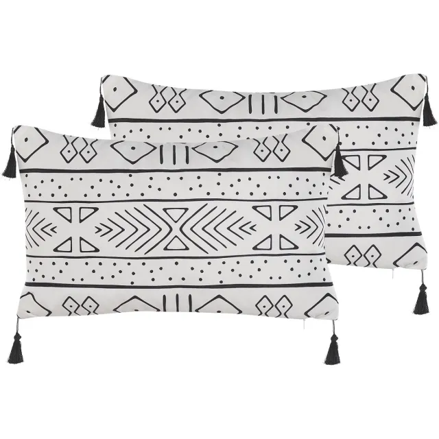 Beliani SCHEFFLERA - Sierkussen set van 2 - Wit - 30 x 50 cm - Fluweel