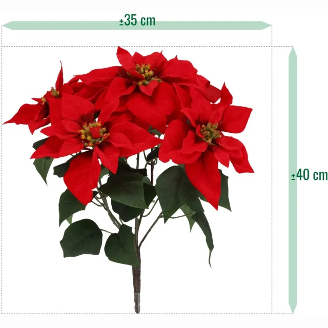 maxifleur Kunstplanten Poinsettia kerstster kunstplant 40cm Rood